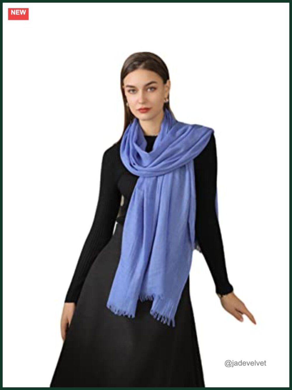 Fringed Wrap Scarf Shawl for Women Men, Large 76.8 in, Polyester Blend,